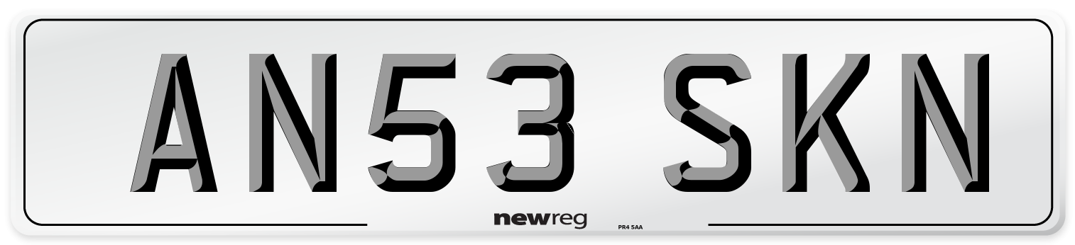 AN53 SKN Number Plate from New Reg